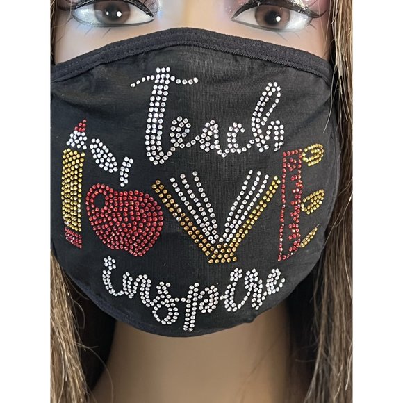 Teacher Inspire Rhinestone Bling Face Mask - Picture 8 of 10